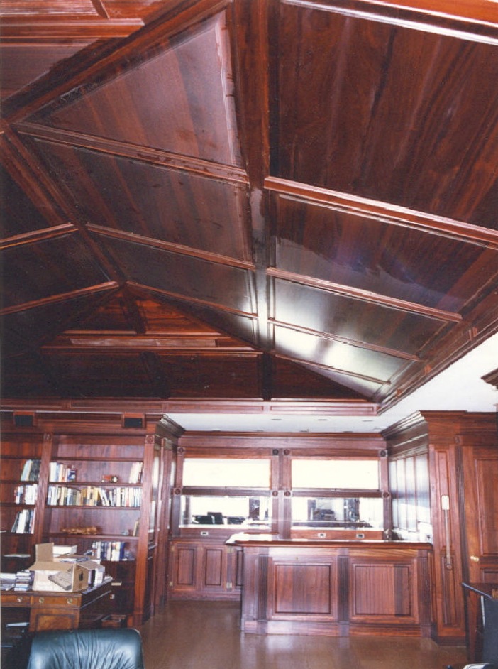 Padauk paneled ceiling, view 2 - Sailfish Point