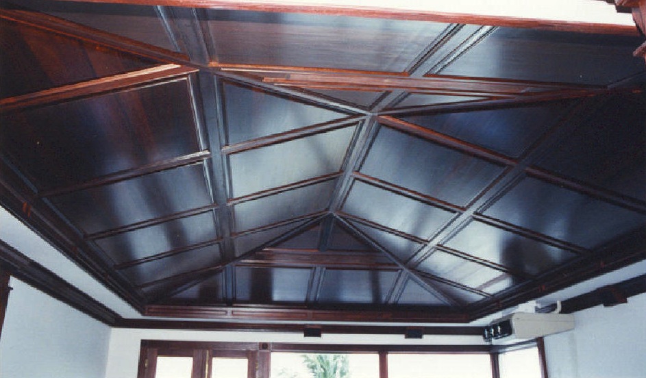 Padauk paneled ceiling, view 1 - Sailfish Point